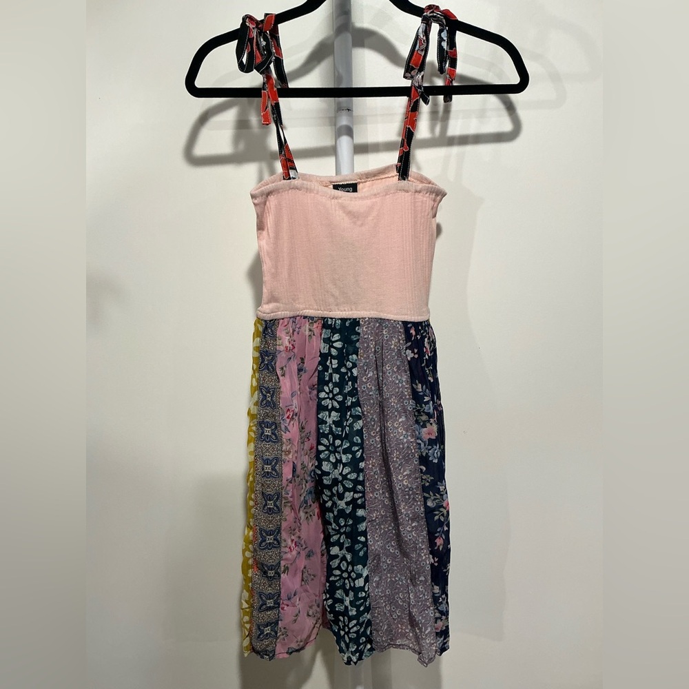 Chic Patchwork Mini Dress with Adjustable Straps … - image 1